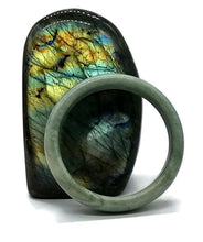 Load image into Gallery viewer, Solid Jade Bangle, 58mm Diameter, Green Nephrite Jade, Protection Gem, Lucky Gemstone, - GemzAustralia 