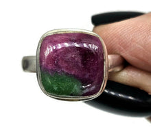 Load image into Gallery viewer, Ruby Zoisite Ring, Size R, Sterling Silver, Anyolite Gemstone, Square Shaped - GemzAustralia 