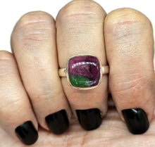 Load image into Gallery viewer, Ruby Zoisite Ring, Size R, Sterling Silver, Anyolite Gemstone, Square Shaped - GemzAustralia 
