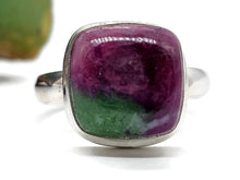 Load image into Gallery viewer, Ruby Zoisite Ring, Size R, Sterling Silver, Anyolite Gemstone, Square Shaped - GemzAustralia 