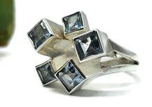 Load image into Gallery viewer, Blue Topaz Geometric Square Ring, Size U, Sterling Silver, December Birthstone - GemzAustralia 