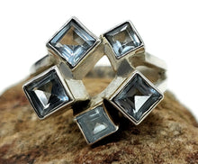 Load image into Gallery viewer, Blue Topaz Geometric Square Ring, Size U, Sterling Silver, December Birthstone - GemzAustralia 