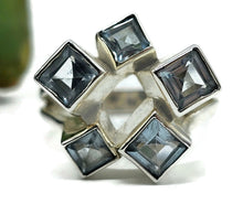 Load image into Gallery viewer, Blue Topaz Geometric Square Ring, Size U, Sterling Silver, December Birthstone - GemzAustralia 