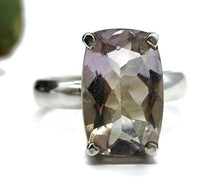 Load image into Gallery viewer, Rectangle Ametrine Ring, Size T, Sterling Silver, Combination of Amethyst &amp; Citrine - GemzAustralia 