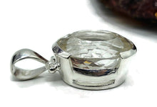 Load image into Gallery viewer, 26 carat Clear Quartz Crystal Pendant, Sterling Silver, Oval Faceted, Concentration Stone - GemzAustralia 