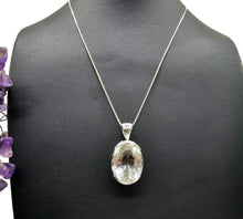 Load image into Gallery viewer, 26 carat Clear Quartz Crystal Pendant, Sterling Silver, Oval Faceted, Concentration Stone - GemzAustralia 