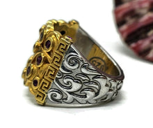 Load image into Gallery viewer, Two tone Ruby Ring, Size O1/2, 24K gold plated Sterling Silver, July Birthstone, Filigree - GemzAustralia 