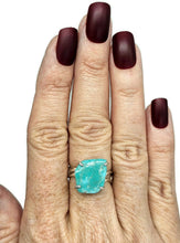 Load image into Gallery viewer, Kingman Turquoise Ring, Size R, December Birthstone, Sterling Silver, Blue Gemstone - GemzAustralia 