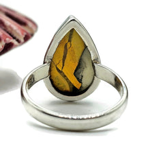 Load image into Gallery viewer, Bumblebee ring, Size S, Sterling Silver, Pear Shape, Eclipse Jasper, Fumarole Jasper - GemzAustralia 