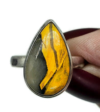 Load image into Gallery viewer, Bumblebee ring, Size S, Sterling Silver, Pear Shape, Eclipse Jasper, Fumarole Jasper - GemzAustralia 