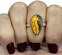 Load image into Gallery viewer, Bumblebee ring, Size S, Sterling Silver, Pear Shape, Eclipse Jasper, Fumarole Jasper - GemzAustralia 