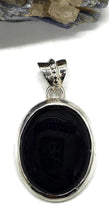 Load image into Gallery viewer, Big Oval Shaped Black Onyx Pendant, Leo Zodiac Stone, Sterling Silver, Protection Stone - GemzAustralia 