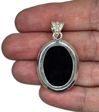 Load image into Gallery viewer, Big Oval Shaped Black Onyx Pendant, Leo Zodiac Stone, Sterling Silver, Protection Stone - GemzAustralia 