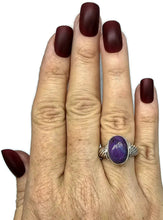 Load image into Gallery viewer, Purple Mojave Turquoise Ring, Size O, Sterling Silver, Oval Shaped, Goddess Gem - GemzAustralia 
