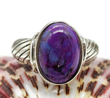 Load image into Gallery viewer, Purple Mojave Turquoise Ring, Size O, Sterling Silver, Oval Shaped, Goddess Gem - GemzAustralia 