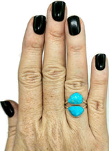 Load image into Gallery viewer, Sleeping Beauty Turquoise Ring, Size O, December Birthstone, Sterling Silver, Faceted - GemzAustralia 