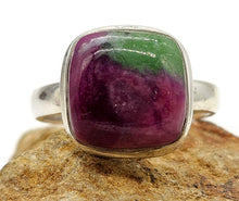 Load image into Gallery viewer, Ruby Zoisite Ring, Size R, Sterling Silver, Anyolite Gemstone, Square Shaped - GemzAustralia 