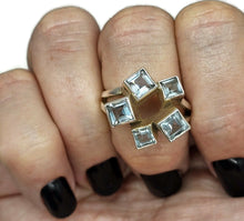 Load image into Gallery viewer, Blue Topaz Geometric Square Ring, Size U, Sterling Silver, December Birthstone - GemzAustralia 