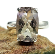 Load image into Gallery viewer, Rectangle Ametrine Ring, Size T, Sterling Silver, Combination of Amethyst &amp; Citrine - GemzAustralia 