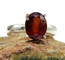 Load image into Gallery viewer, Ruby Ring, Size R 1/2, Sterling Silver, July Birthstone, Oval Faceted, Energy Stone - GemzAustralia 