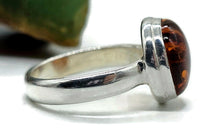 Load image into Gallery viewer, Baltic Amber Ring, size M, Sterling Silver, Round Shaped, Cognac Amber, Fossilized - GemzAustralia 