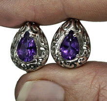 Load image into Gallery viewer, Amethyst Earrings, Huggie Design, Sterling Silver, February Birthstone, Purple Gemstone - GemzAustralia 
