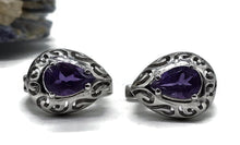 Load image into Gallery viewer, Amethyst Earrings, Huggie Design, Sterling Silver, February Birthstone, Purple Gemstone - GemzAustralia 