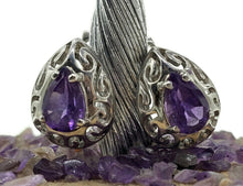 Load image into Gallery viewer, Amethyst Earrings, Huggie Design, Sterling Silver, February Birthstone, Purple Gemstone - GemzAustralia 