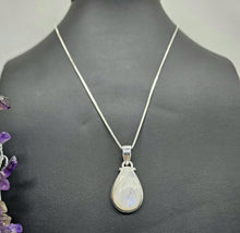 Load image into Gallery viewer, Rainbow Moonstone Pendant, Pear Shape, Sterling Silver, Goddess Stone, Soul Talisman - GemzAustralia 