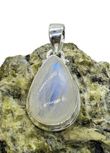 Load image into Gallery viewer, Rainbow Moonstone Pendant, Pear Shape, Sterling Silver, Goddess Stone, Soul Talisman - GemzAustralia 