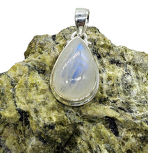 Load image into Gallery viewer, Rainbow Moonstone Pendant, Pear Shape, Sterling Silver, Goddess Stone, Soul Talisman - GemzAustralia 