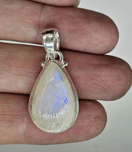 Load image into Gallery viewer, Rainbow Moonstone Pendant, Pear Shape, Sterling Silver, Goddess Stone, Soul Talisman - GemzAustralia 
