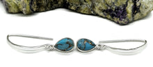 Load image into Gallery viewer, Blue Copper Turquoise Earrings, December Birthstone, Sterling Silver, Pear Shaped - GemzAustralia 
