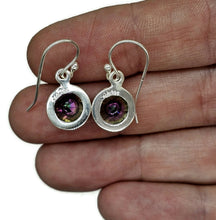 Load image into Gallery viewer, Round Mystic Topaz Earrings, Sterling Silver, Purple Green Gemstone, Fire Topaz - GemzAustralia 