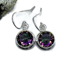 Load image into Gallery viewer, Round Mystic Topaz Earrings, Sterling Silver, Purple Green Gemstone, Fire Topaz - GemzAustralia 