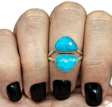 Load image into Gallery viewer, Sleeping Beauty Turquoise Ring, Size O, December Birthstone, Sterling Silver, Faceted - GemzAustralia 