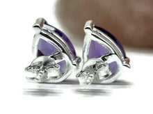 Load image into Gallery viewer, Teardrop Amethyst Studs, 5.5 carats, Sterling Silver, Pear Faceted, Solitaire studs, Prong set - GemzAustralia 