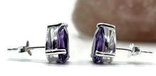 Load image into Gallery viewer, Teardrop Amethyst Studs, 5.5 carats, Sterling Silver, Pear Faceted, Solitaire studs, Prong set - GemzAustralia 