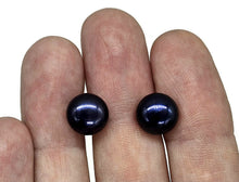 Load image into Gallery viewer, Blue Purple Freshwater Pearl Studs, June Birthstone, Sterling Silver, 10mm, Natural Pearls - GemzAustralia 