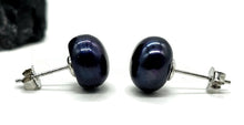 Load image into Gallery viewer, Blue Purple Freshwater Pearl Studs, June Birthstone, Sterling Silver, 10mm, Natural Pearls - GemzAustralia 
