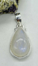 Load image into Gallery viewer, Rainbow Moonstone Pendant, Pear Shape, Sterling Silver, Goddess Stone, Soul Talisman - GemzAustralia 