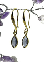 Load image into Gallery viewer, Iolite Earrings, Water Sapphire, Gold plated Sterling Silver, Blue Violet Gemstone - GemzAustralia 