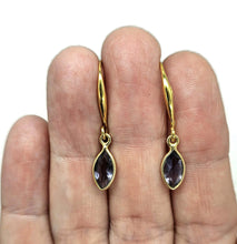 Load image into Gallery viewer, Iolite Earrings, Water Sapphire, Gold plated Sterling Silver, Blue Violet Gemstone - GemzAustralia 