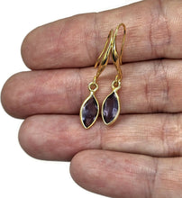 Load image into Gallery viewer, Iolite Earrings, Water Sapphire, Gold plated Sterling Silver, Blue Violet Gemstone - GemzAustralia 