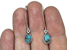 Load image into Gallery viewer, Blue Copper Turquoise Earrings, December Birthstone, Sterling Silver, Pear Shaped - GemzAustralia 