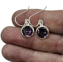 Load image into Gallery viewer, Round Mystic Topaz Earrings, Sterling Silver, Purple Green Gemstone, Fire Topaz - GemzAustralia 