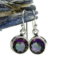 Load image into Gallery viewer, Round Mystic Topaz Earrings, Sterling Silver, Purple Green Gemstone, Fire Topaz - GemzAustralia 