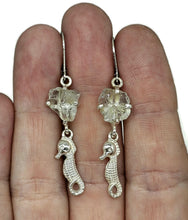 Load image into Gallery viewer, Seahorse Earrings with Rough Aquamarines, March Birthstone, Sterling Silver, Spirit Animal - GemzAustralia 