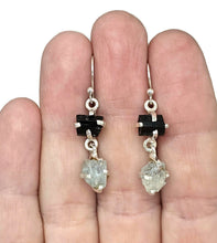 Load image into Gallery viewer, Black Tourmaline &amp; Aquamarine Earrings, Sterling Silver, Raw Gemstones, RAW Gemstone - GemzAustralia 