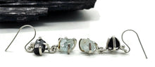 Load image into Gallery viewer, Black Tourmaline &amp; Aquamarine Earrings, Sterling Silver, Raw Gemstones, RAW Gemstone - GemzAustralia 